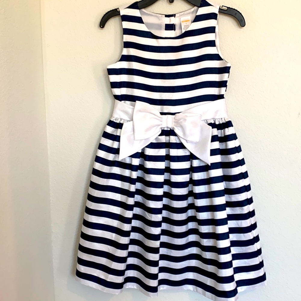 Girls classic dress - Navy and White